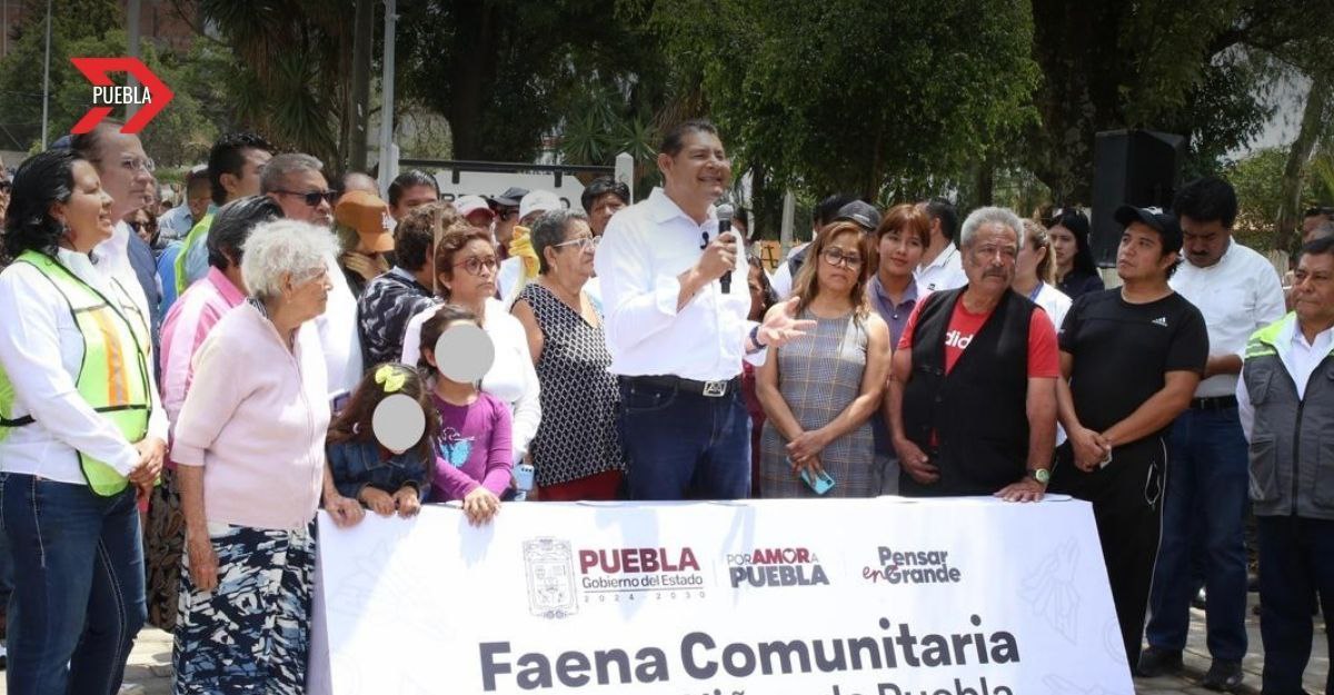 Alejandro Armenta lidera faena comunitaria en Puebla y celebra el amor por el estado